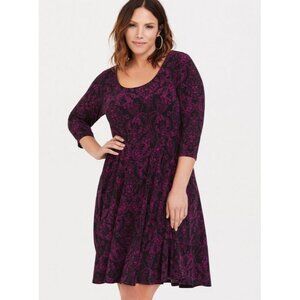 Torrid Purple Baroque Skull Print Dress Size 2X 18 20 Witchy Whimsigoth Plus Sz